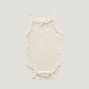 Jamie Kay Cotton Pointelle Singlet Bodysuit in Ivory (0-3M)